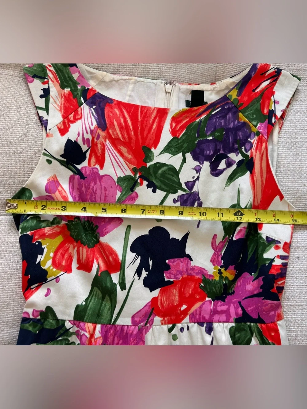 J. Crew Floral Sheath Dress in White with Red, Pink & Purple Blooms - size 0